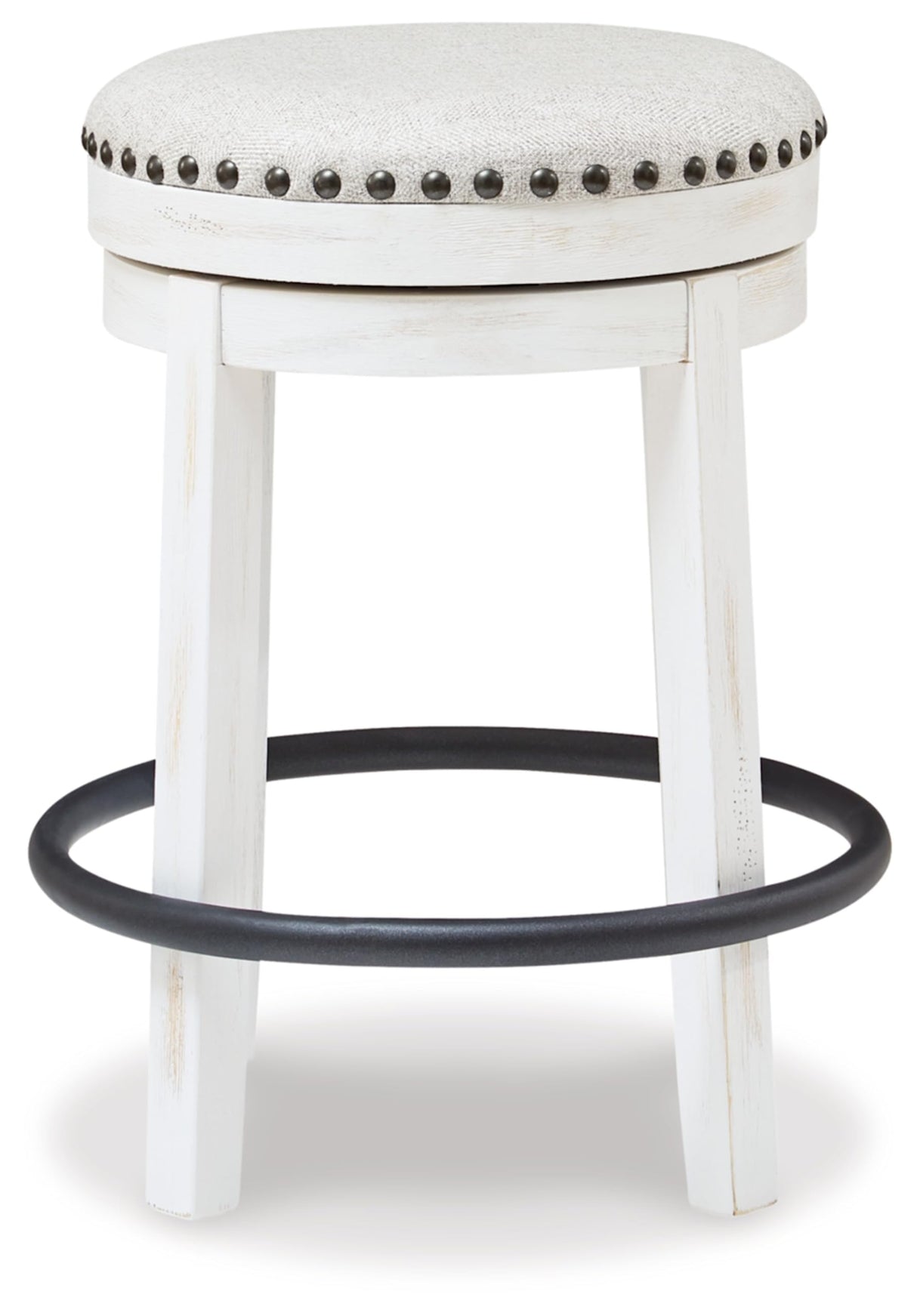 Valebeck 24" Counter Height Upholstered Swivel Stool, White & Black