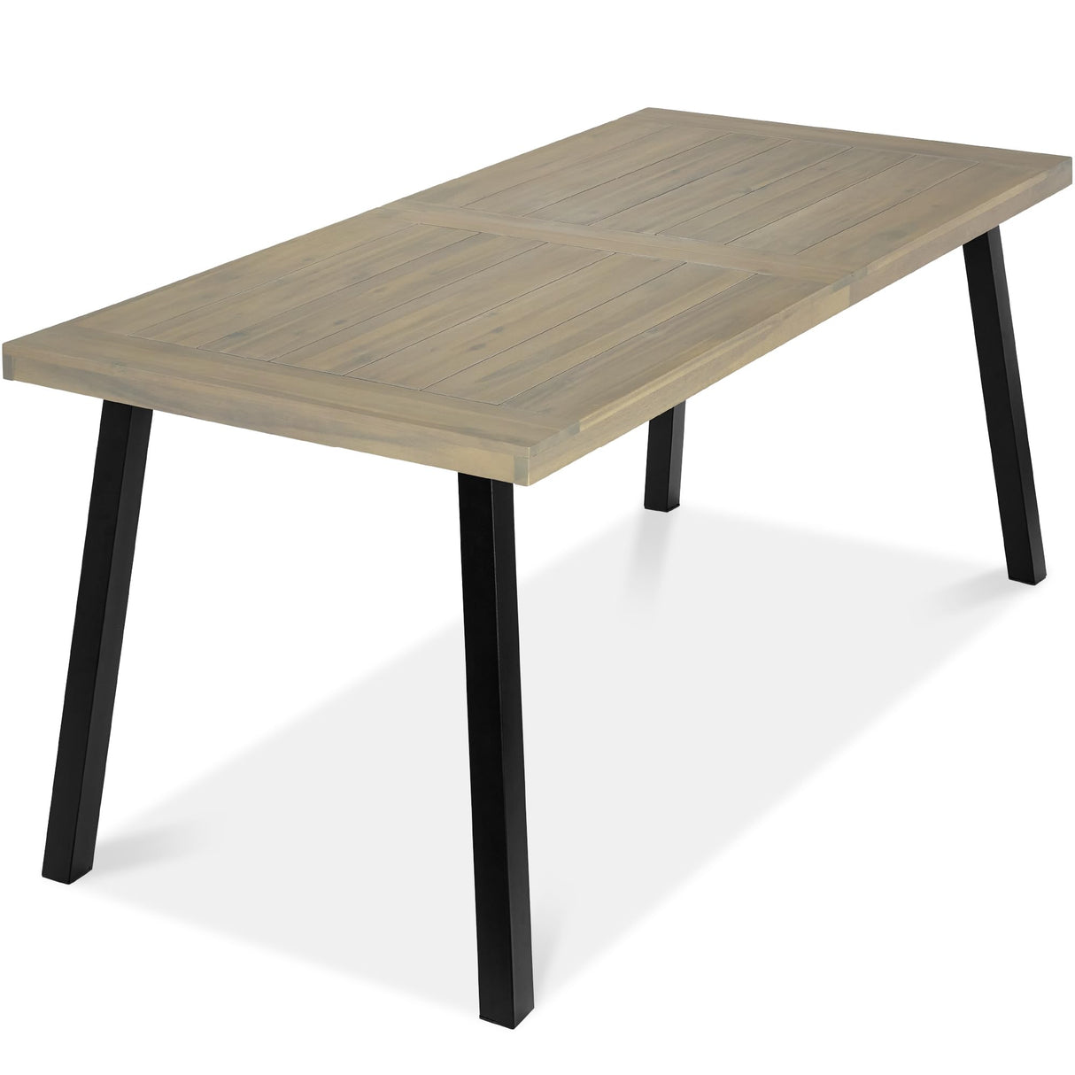 6-Person Indoor Outdoor Acacia Wood Dining Table, Picnic Table