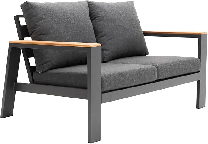 Outdoor Loveseat Sofa All-Weather Patio Sofa Couch High Back 2 Seater