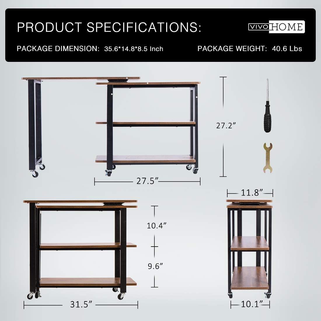 Sofa Side Table 360° Rotating Mobile End Table Movable Laptop Table