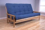 Monterey Futon with Suede Fabric Mattress in Butternut/Blue