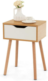 Nightstand Set of 2 with Drawer, Mid Century Modern Bedside Table with Storage