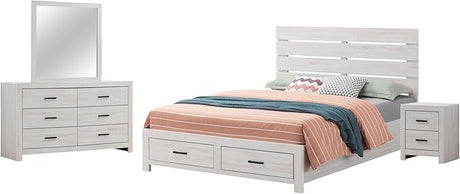 4-Piece Panel Bedroom Set, Eastern King, Coastal White