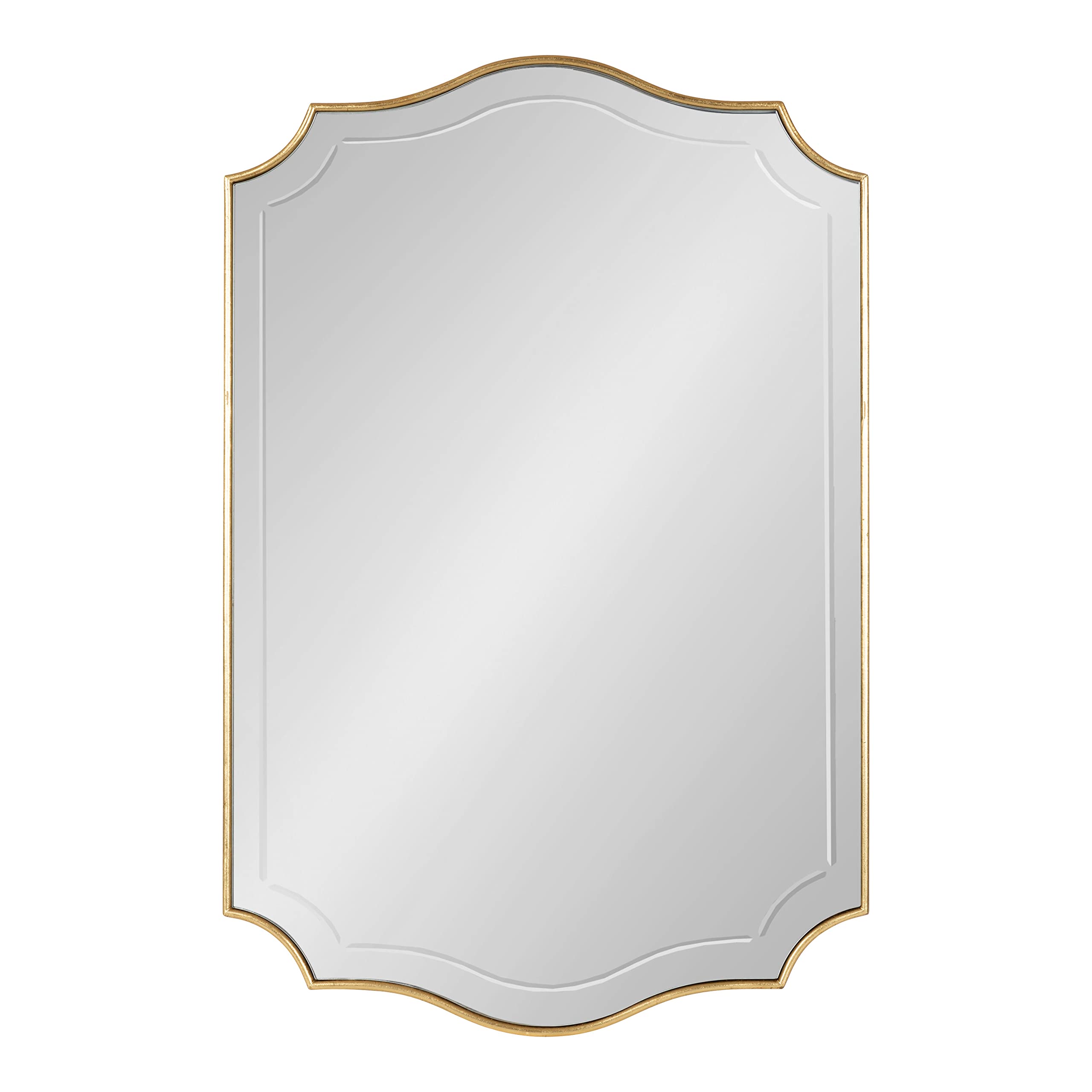 Hollyn Glam Scalloped Wall Mirror, 20 x 30, Gold, Decorative Traditional Wall Decor