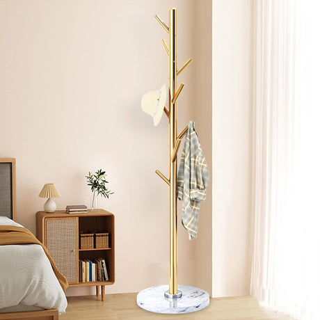 Coat Rack with Natural Marble Base, Solid Stainless Steel Coat Rack Freestanding