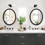 Oval Wall Mirror 23x29 Inch Matte Black Metal Frame