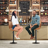 Bar stools Set of 4 Brown Leather Bar Stools, Adjustable Counter Height Barstools