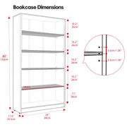 Farini 5 Shelf boockase Display Bookcase Freestanding Wooden Bookshelves for Home Office Living Room,60 Inch Height,Mahogany