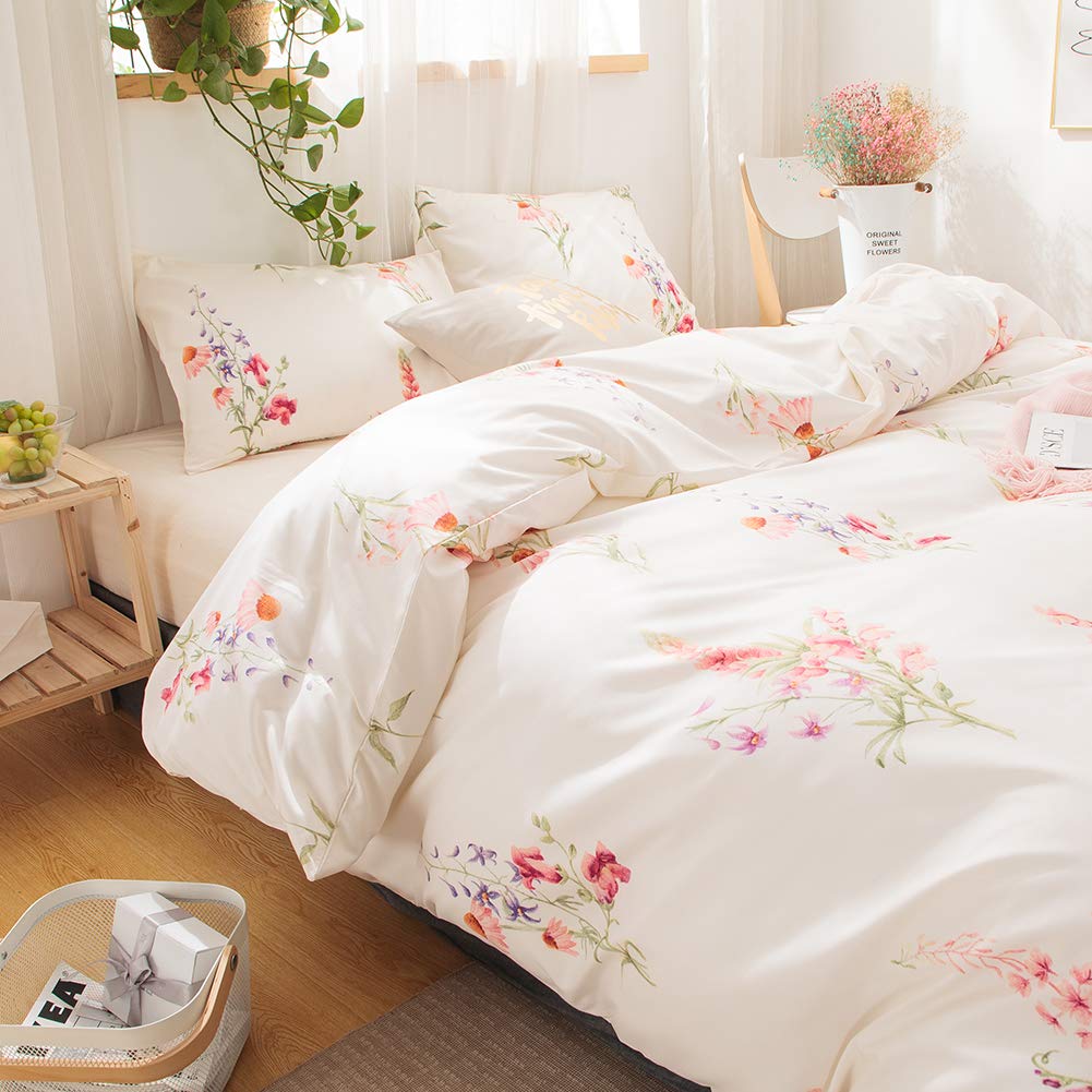 Botanical Floral Comforter Set Pink Flowers Comforter Set Pink Lavender Flowers Printed