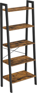 Ladder Shelf, 5-Tier Bookshelf, Storage Rack, Bookcase with Steel Frame