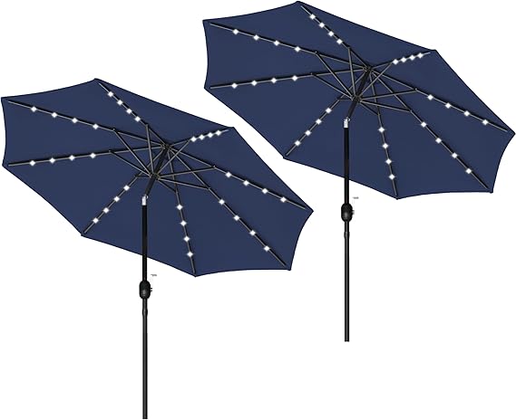 Solar Umbrella 32 LED Lighted Patio Umbrella Table Market Umbrella
