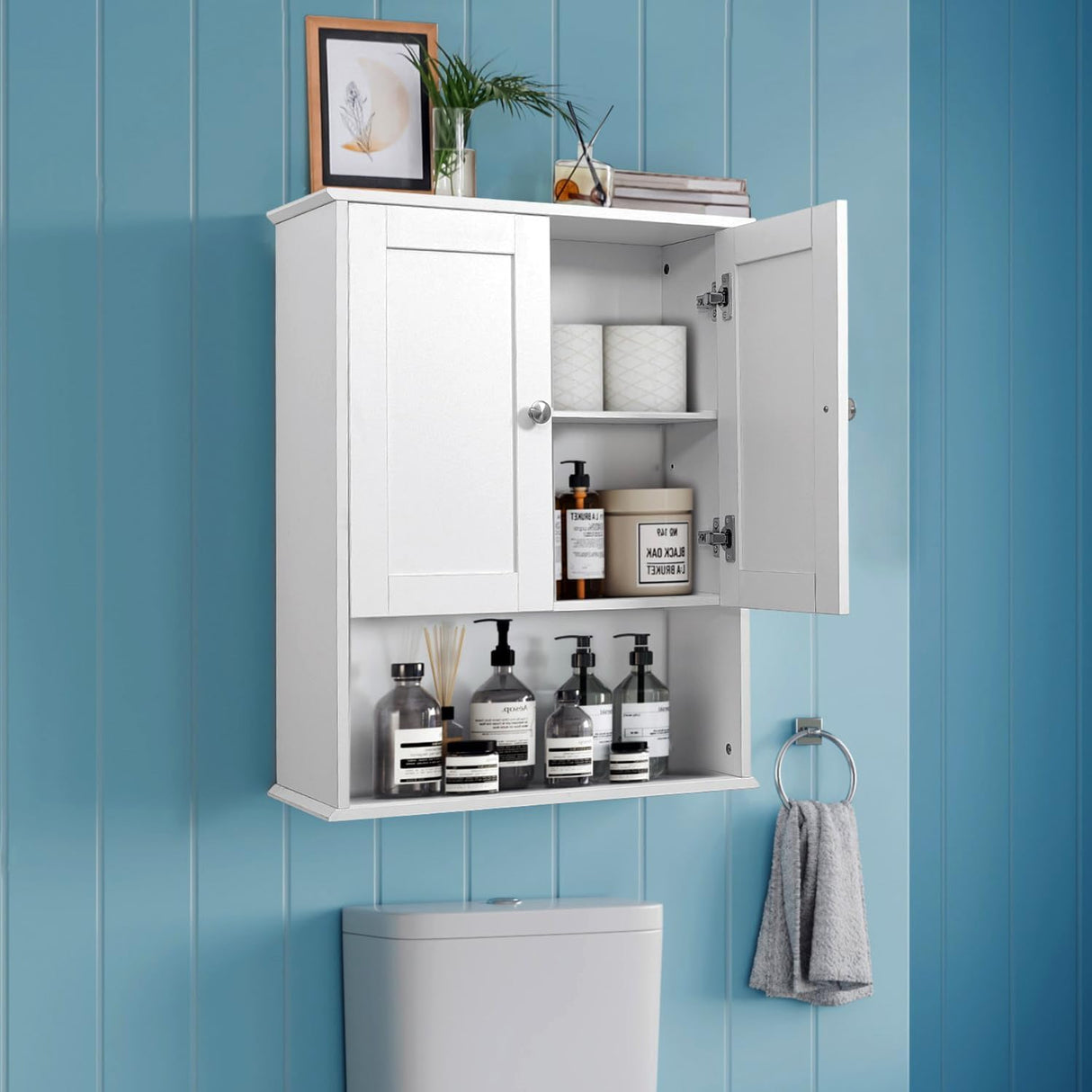 Bathroom Cabinet Wall Mounted Over Toilet Storage Cabinet, 24x30 Inch Wooden