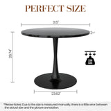 Modern Round, 31.5'' Tulip MDF Top & Metal Pedestal Base for Dining Living Room Cafe,