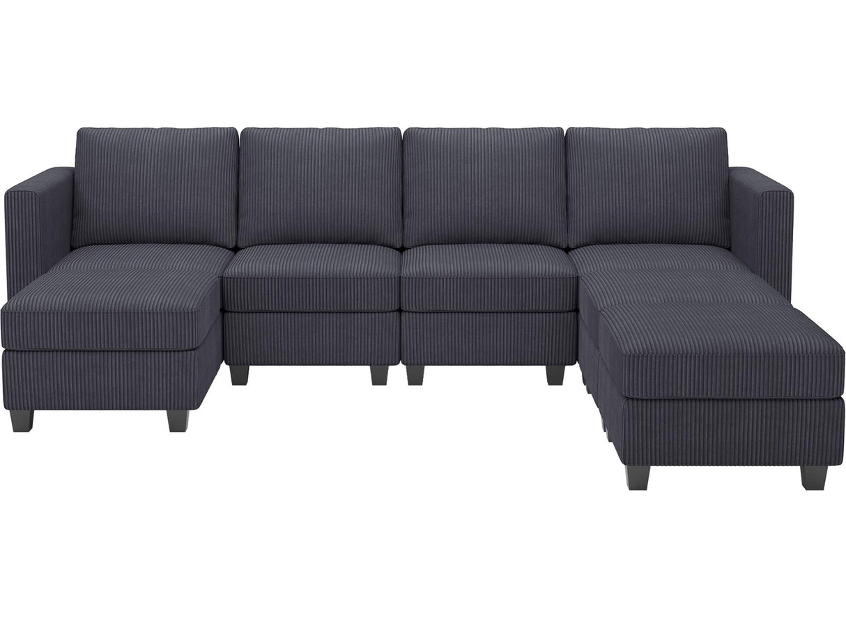 Modular Sectional Couch with Storage Ottoman U Shaped Corduroy Sectional Sofa