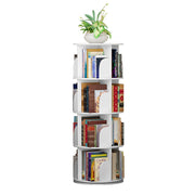 White Creative revolving Bookshelf 360 Degree Bookcase Simple Shelf Floor Multi Store White Books