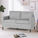 51" W Loveseat Sofa Modern Upholstered Sofas Couch with 2 Pillows Linen Fabric Love Seats Couches for Living Room, Bedroom, Apartment and Small Space (Light Grey)