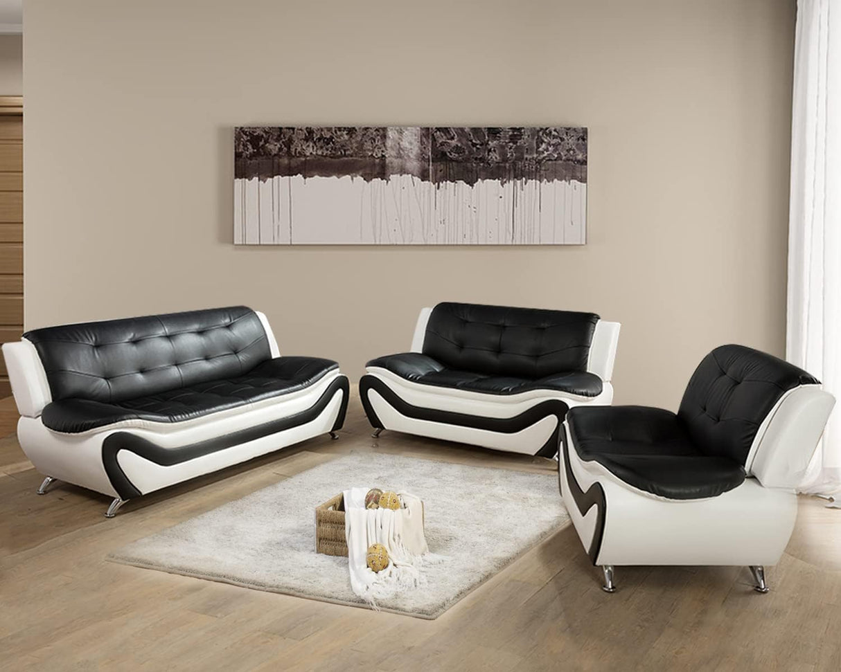 Contemporary Living Room Furniture Set, Vegan Leather Sofa Set for Living Room/House/Bedroom