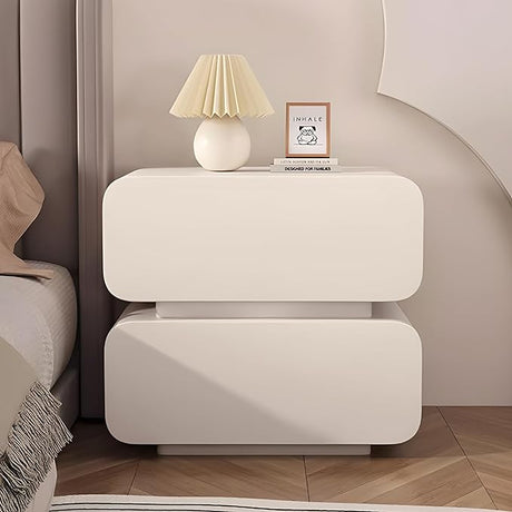 Nightstand, Bedside Table with 2 Drawer, Minimalist Night Stands with Microfiber Leather