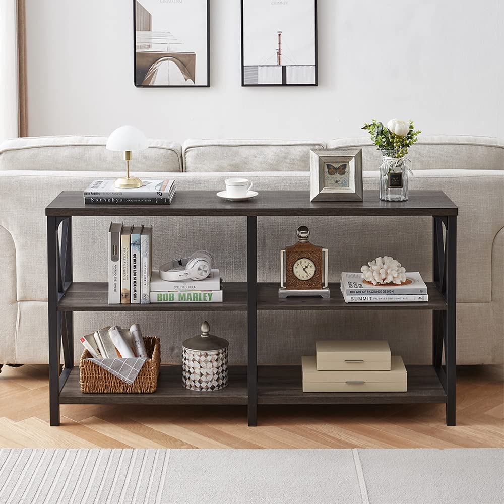 Industrial Console Table, Rustic Wood and Metal Sofa Table, Hallway Entry Table