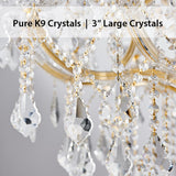 Large Gold Chandelier Light Fixtures - 24 Lights, 3 Layers Modern Crystal Chandeliers