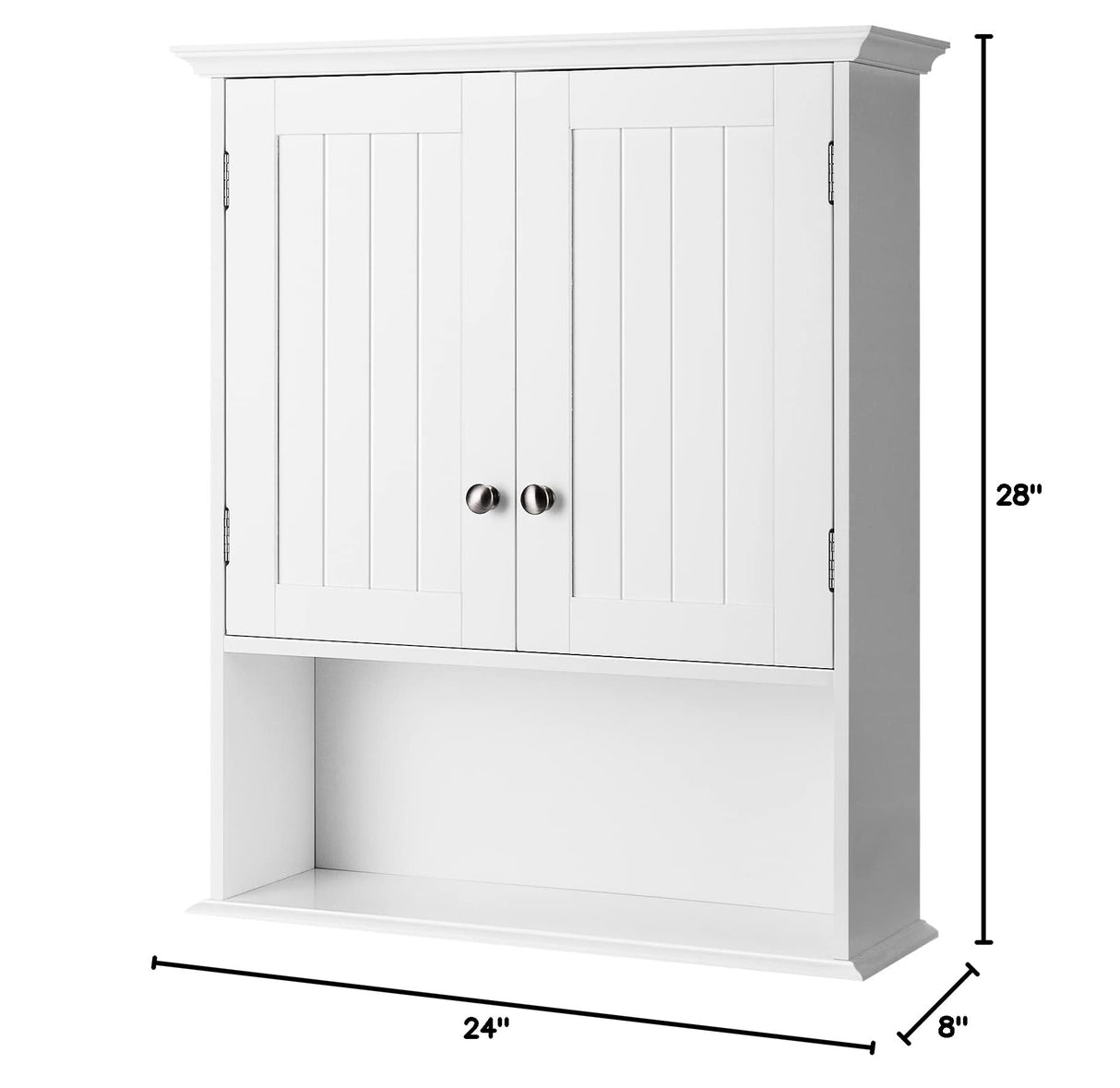 Bathroom Wall Cabinet, Wooden Hanging Storage Cabinet with Doors & Shelves,