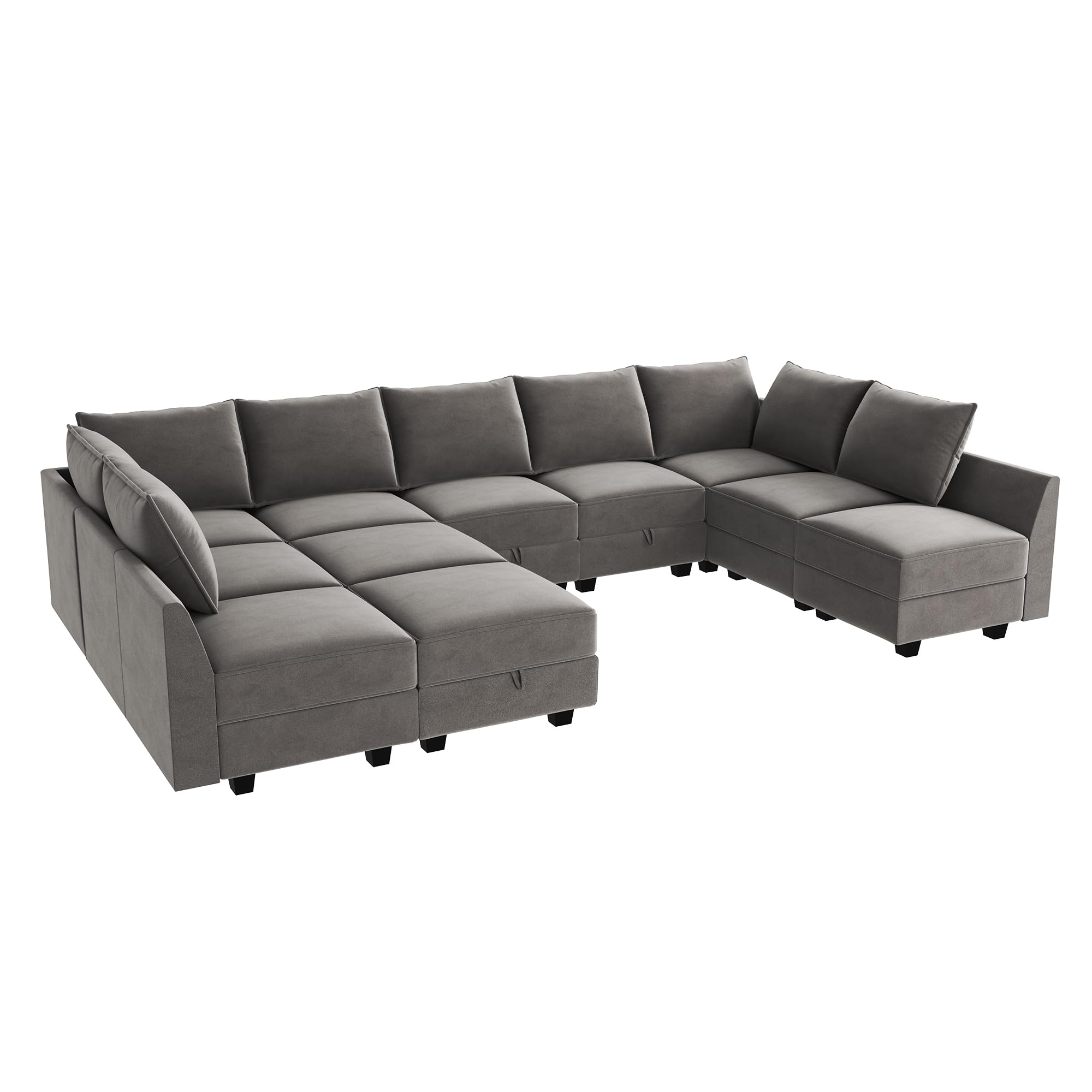 Modular Sectional Sleeper Sofa Couch with Ottoman Velvet Modular Sofa with Storage Seat onvertible Sleeper