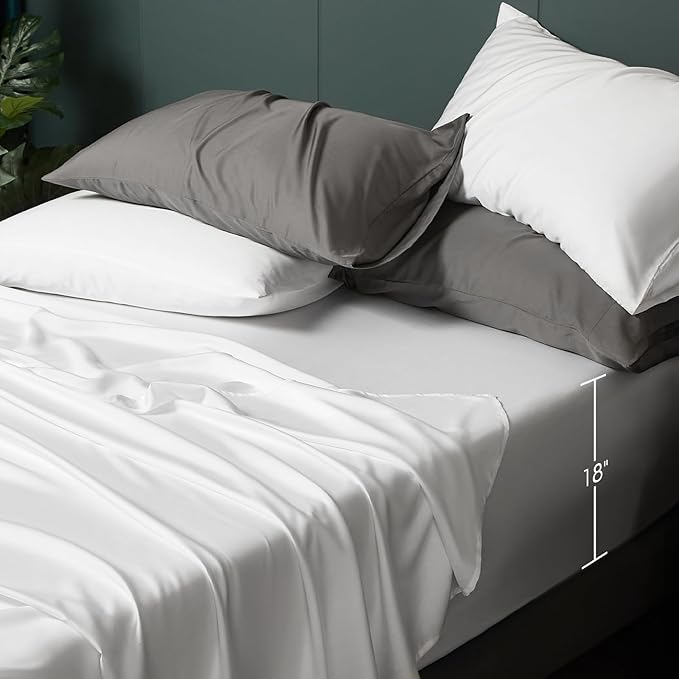 18 Inch Deep Pocket King Sheets- 100% Eucalyptus Tencel Sheets Cooling - Silky Soft
