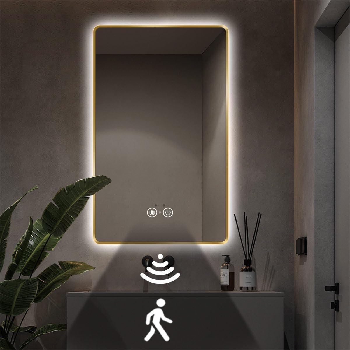 LED Bathroom Mirror, Smart Mirror with Infrared Motion Sensor Lights