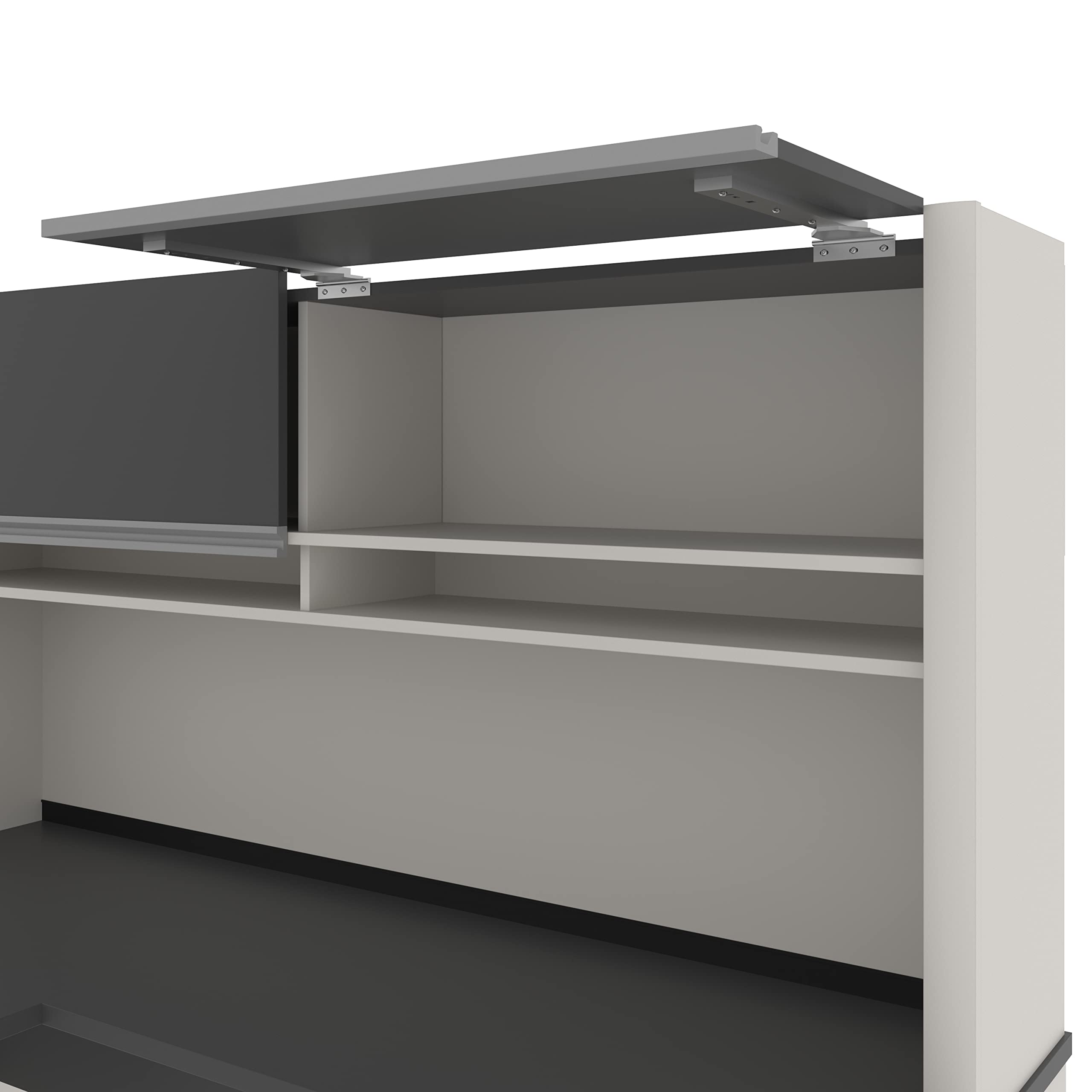 Connexion L-Shaped Desk with Hutch and Pedestal, 72W, Slate/Sandstone