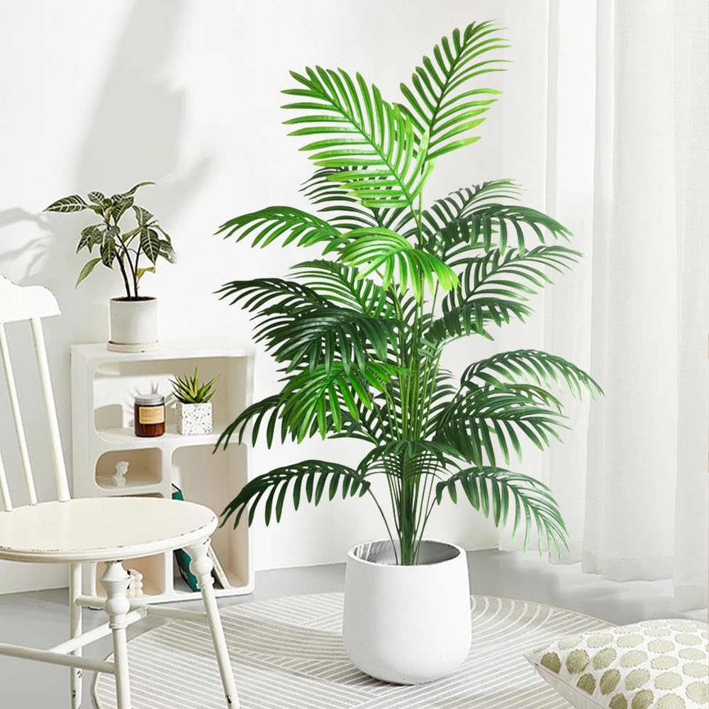 4ft 2pcs Large Artificial Plants Fake Palm Tree Tropical Palm Leaves Faux Palm