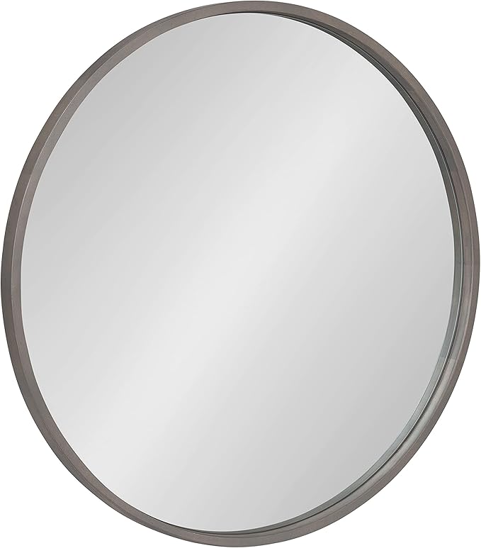 Valenti Farmhouse Round Wall Mirror, 28 inch Diameter, White, Decorative Circle Mirror