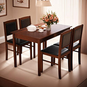 Farmhouse Dining Table Set for 4 with Padded Chairs