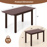 Extendable Dining Table for 4, 60" Folding Kitchen Table w/Rubber Wood Frame & Safety