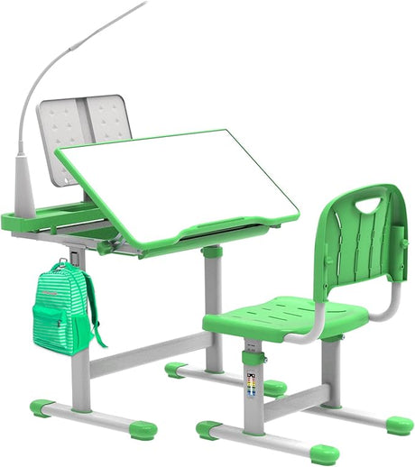 Kids Desk and Chair Set with Light, Height Adjustable School Desk for Kids