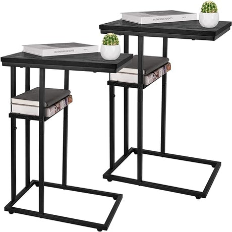 C Table End Table Set of 2, Side Tables Living Room, C Shaped Side Table