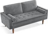 58 inch Loveseat Sofa Couch, Green Velvet Couch for Living Room