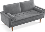 Loveseat Sofa, 58" Blue Velvet Couch Small Couch Love Seat Sofa with Tufted Seat