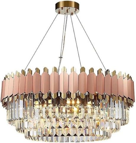 Modern Round Crystal Chandeliers, Flush Mount Pendant Lights Nordic Luxury Crystal