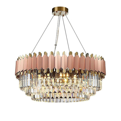 Modern Round Crystal Chandeliers, Flush Mount Pendant Lights Nordic Luxury Crystal