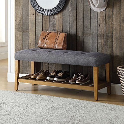 Charla Bench in Gray and Oak