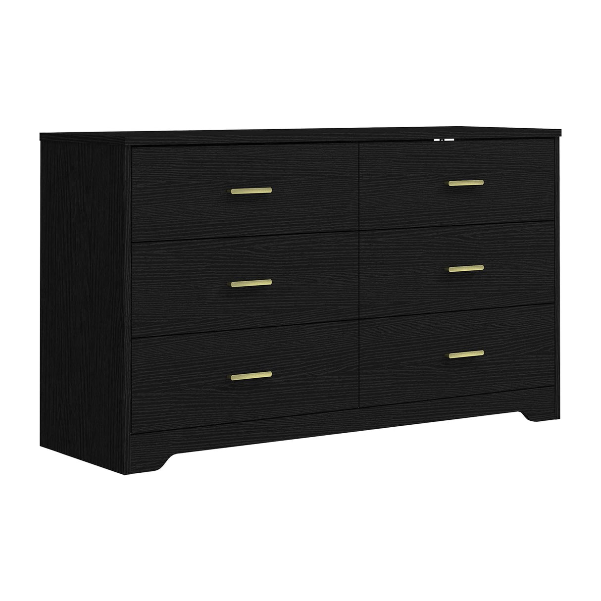 6 Drawer Wood Dresser, Wood Lateral Chest of Drawers Storage Organizer with Wide