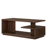 47.24" Coffee Table with Storage Shelf, Mid-Century Modern Center Table