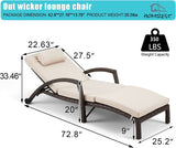 Chaise Lounge Chairs Set of 2 for Outside, Adjustable 5 Position Outdoor