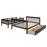 Amey Wood Twin Bunk Bed with Angled Ladder, Guardrail, Slat Kit, Brown