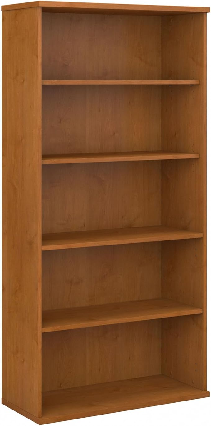 Series C Tall 5 Shelf Bookcase in Mocha Cherry, Large Bookshelf for Home and Professional Office