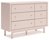 Signature Design by Ashley Wistenpine Modern 6-Drawer Dresser with Safety Stop, Pink