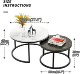 Nest of 2 Tables, MDF Round Side Sofa Table Small Coffee Tea Table for Living Room