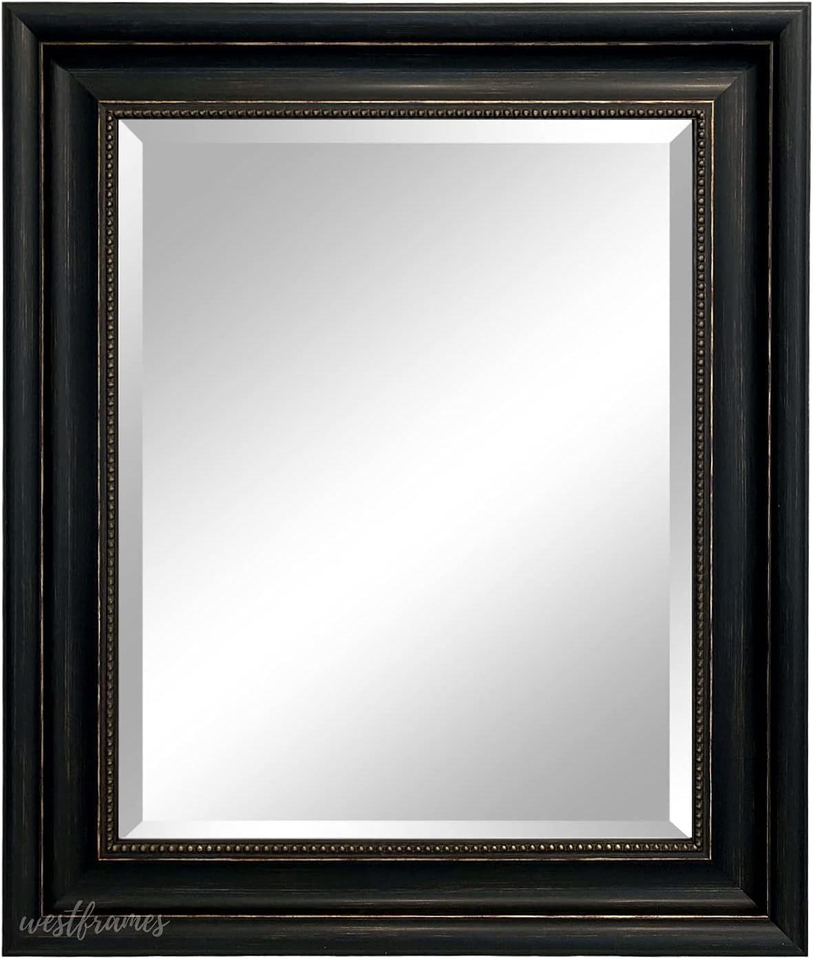 Montreal Distressed Antique Black & Gold Framed Wall Mirror (27.5" x 33.5")