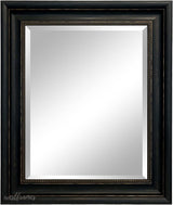 Montreal Distressed Antique Black & Gold Framed Wall Mirror (27.5" x 33.5")