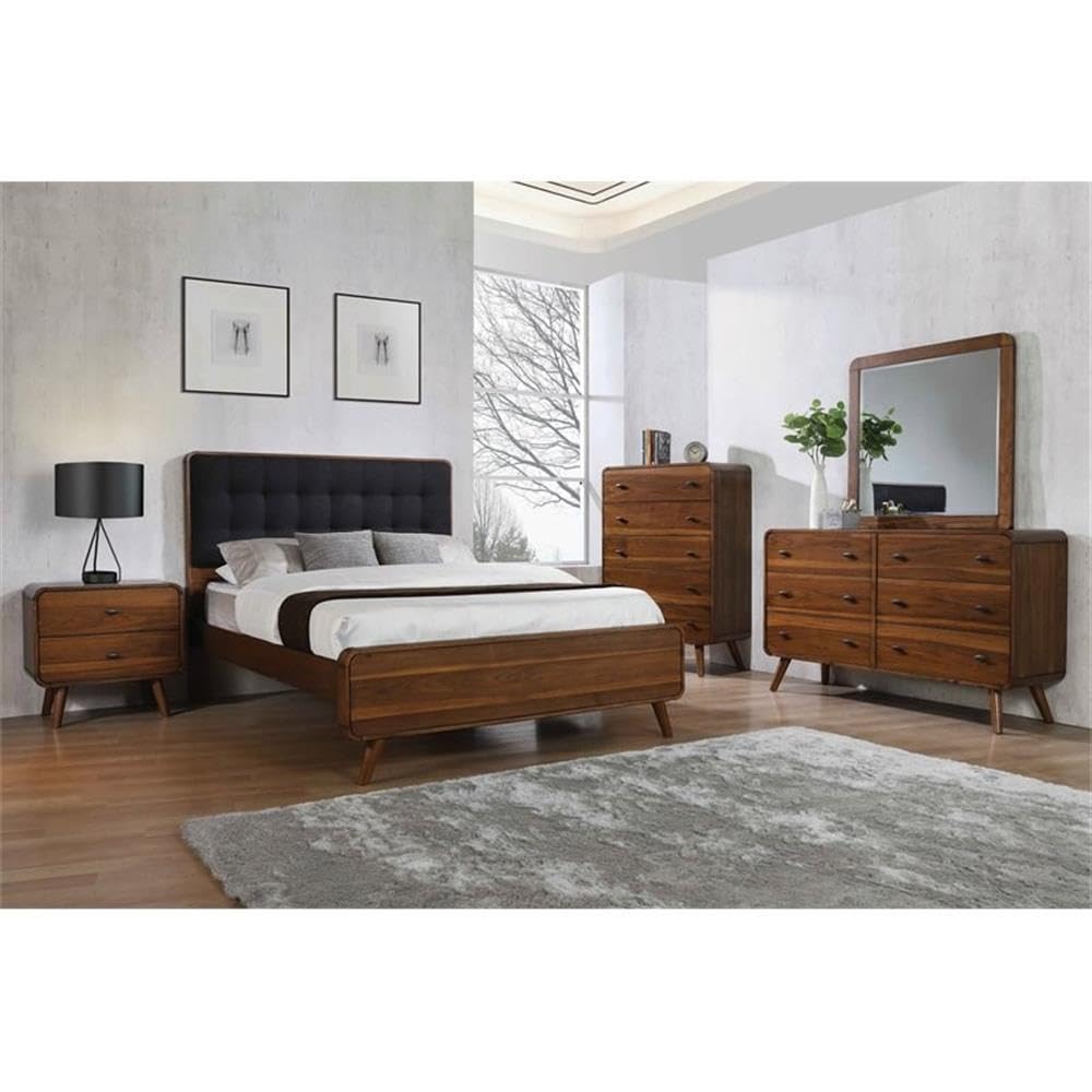 Robyn Queen Bed 5-Piece Set, Dark Walnut